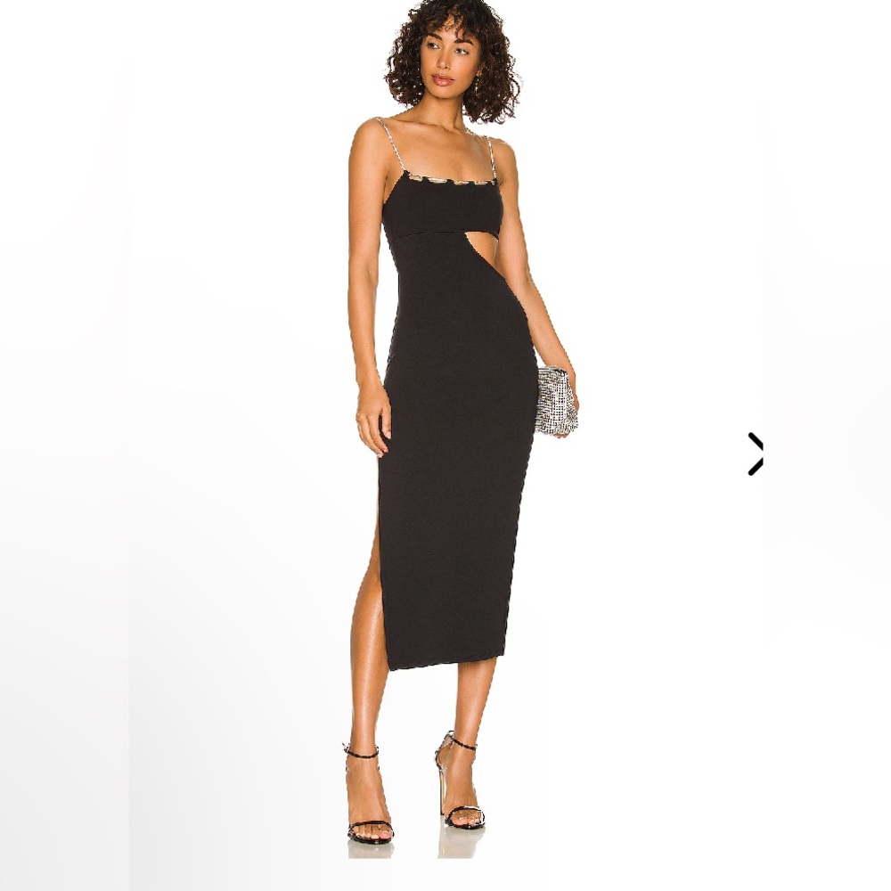 NWT Lovers + Friends CHARLOTTE MIDI DRESS‎ in Black Rhinestone Detail Sz Small